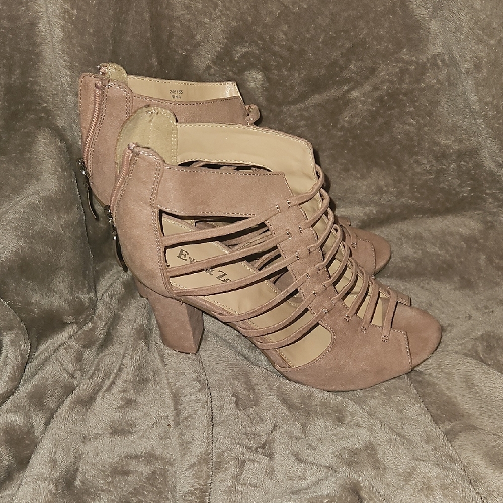 Chic Brown Suede Heels with Straps